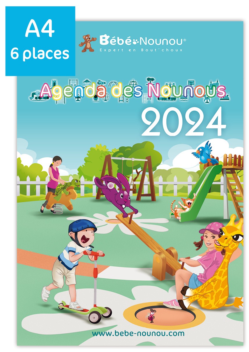 Agenda Bébé Nounou 2024 grand format (jusqu'à 6 enfants)
