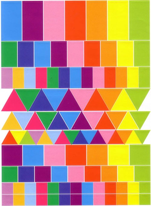 Gommettes multicolores de formes variées